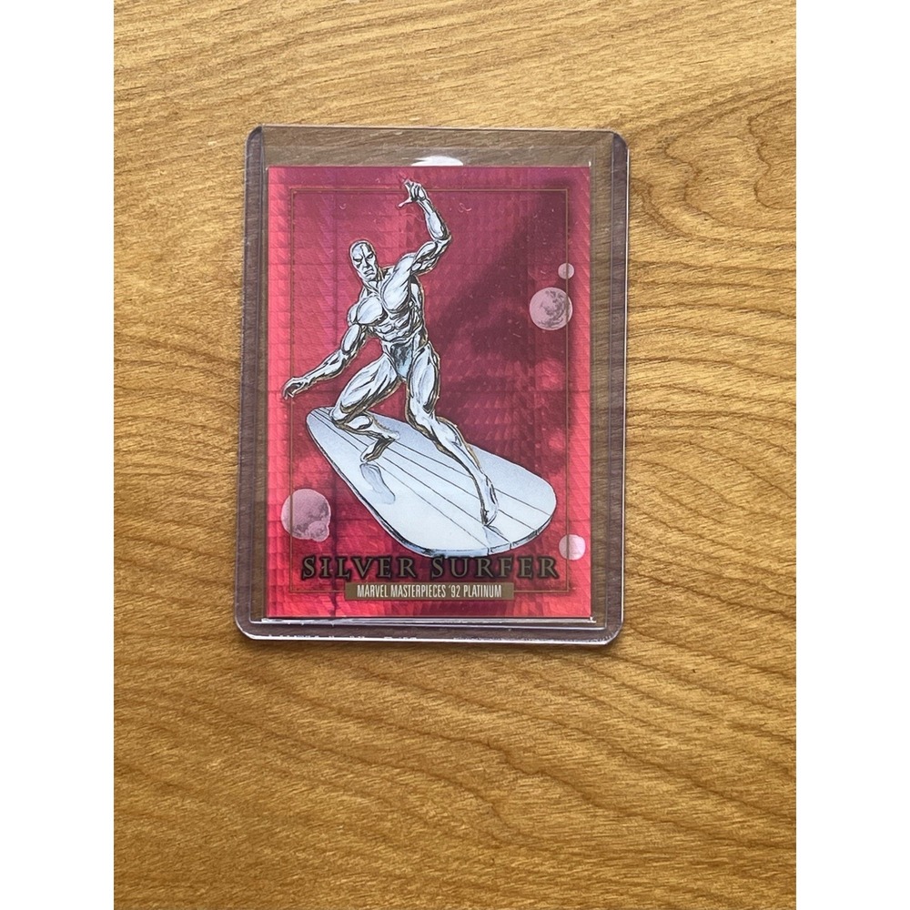 2024 UpperDeck Marvel Masterpieces '92 Platinum Silver Surfer Red Prism #90 /492